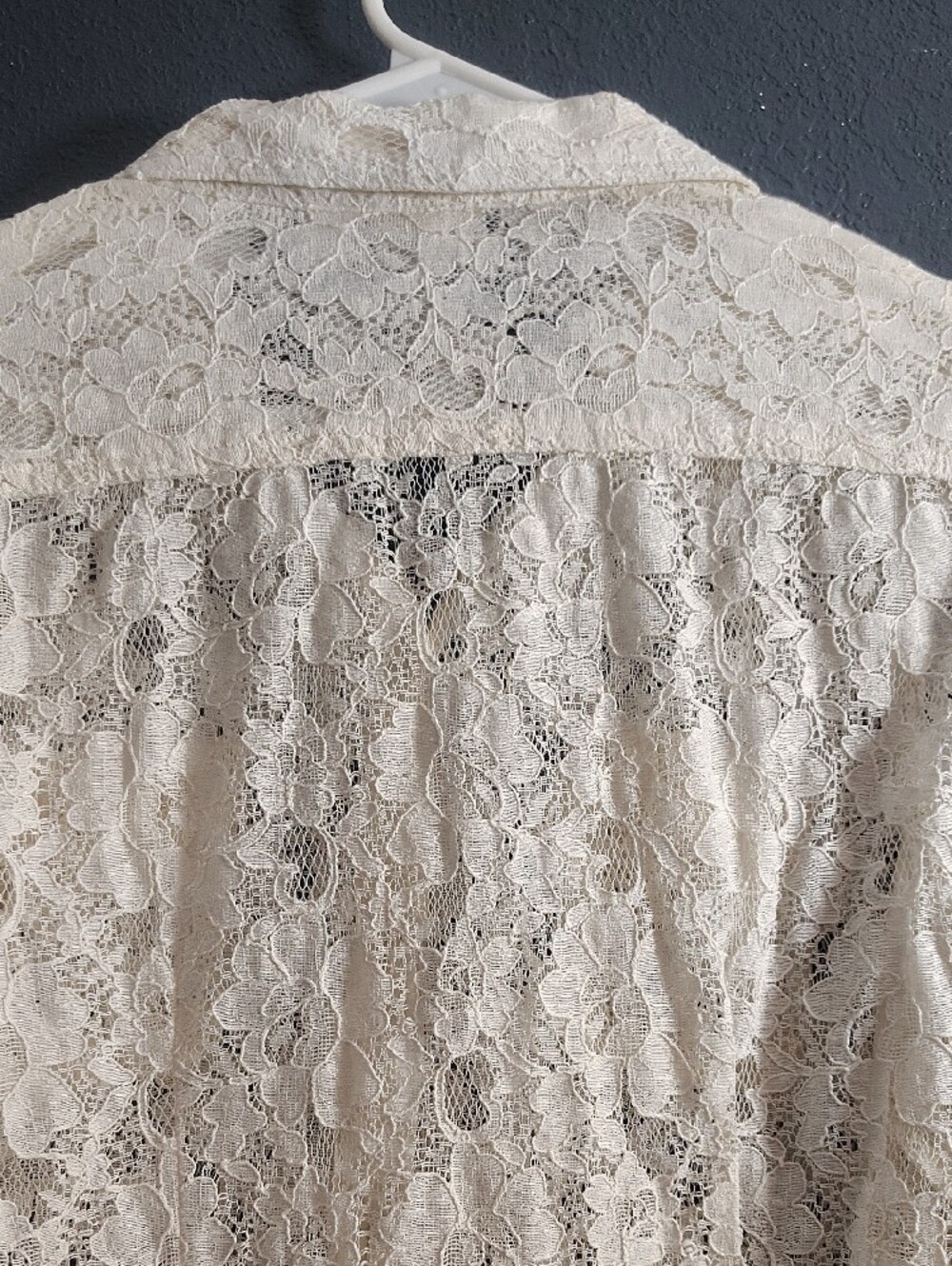 Cato Lace Floral Western Feminine Sheer Rodeo Button-Up Blouse - Cream - Picture 11 of 11